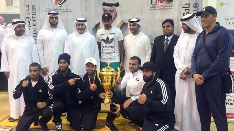 A player in the 95th Mohammed bin Hamad Boxing Championship